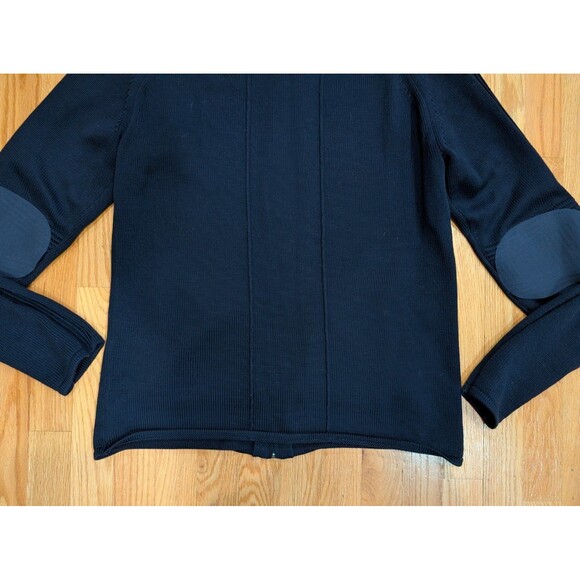 Aether Riley Full-Zip Sweater Dark Navy Blue Zipper Pockets Sz 2 Merino Wool - Picture 8 of 12